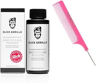 Practice Comb + 𝐒𝐥ick Gori𝐥𝐥a HAIR STYLING POWDER, Volumizing Matte Effect Hair Product, Matt Volume NEWEST 2024-2025 VERSION (w/SIeekshop Pink Comb) (Hair Styling Powder (0.7 oz))