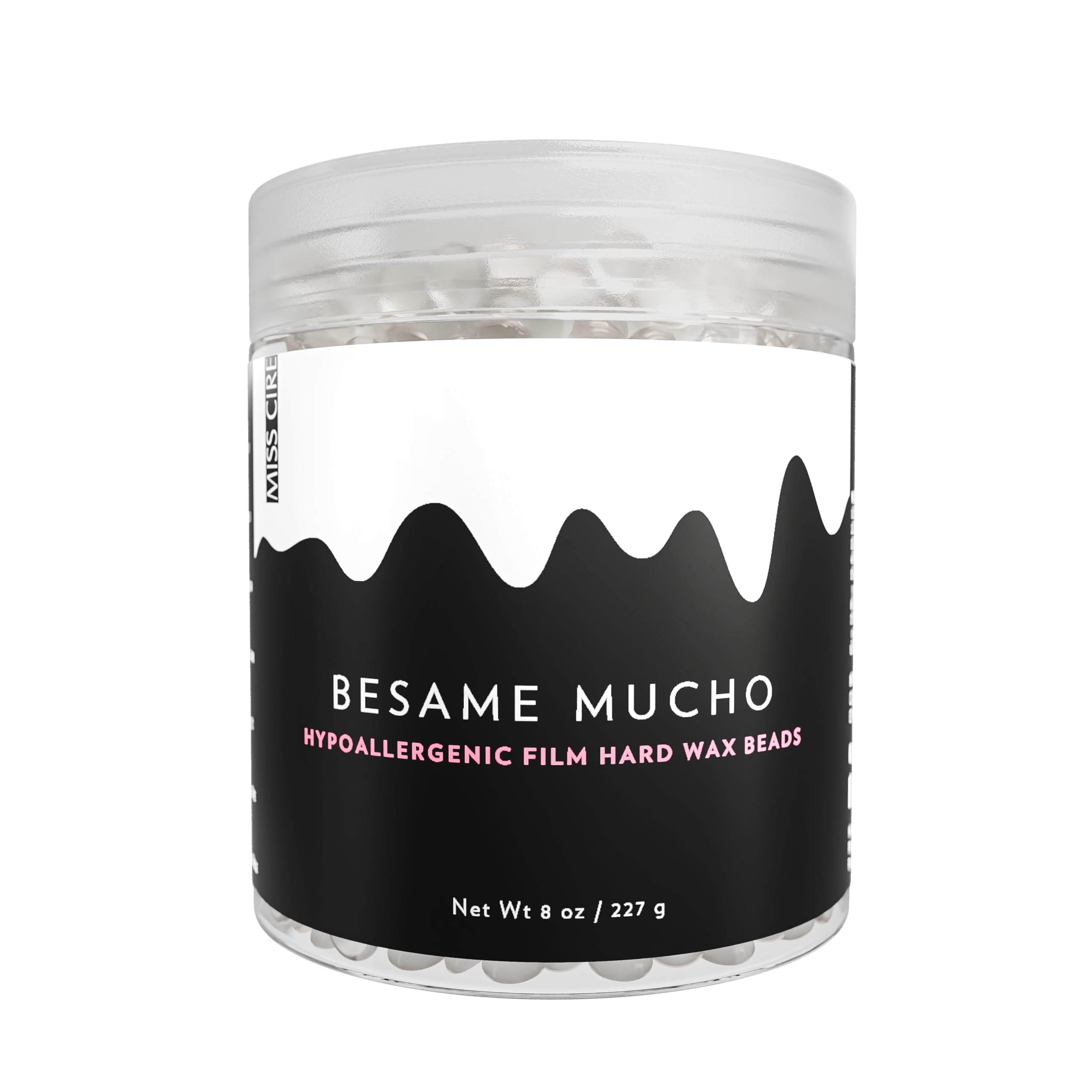 Miss Cire Clear Hypoallergenic Vegan Hard Wax Beads - Painless Hair Removal Peel-Off Wax - No Strips Needed - Low Melting Point - For Face and Body - Besame Mucho - For Sensitive Skin - 8oz