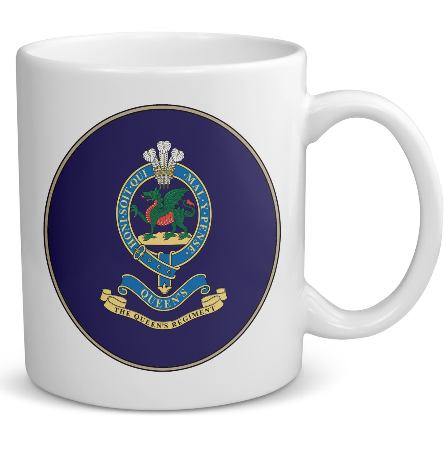 Badges On Mugs White The Queen's Regiment - Personalised Mug