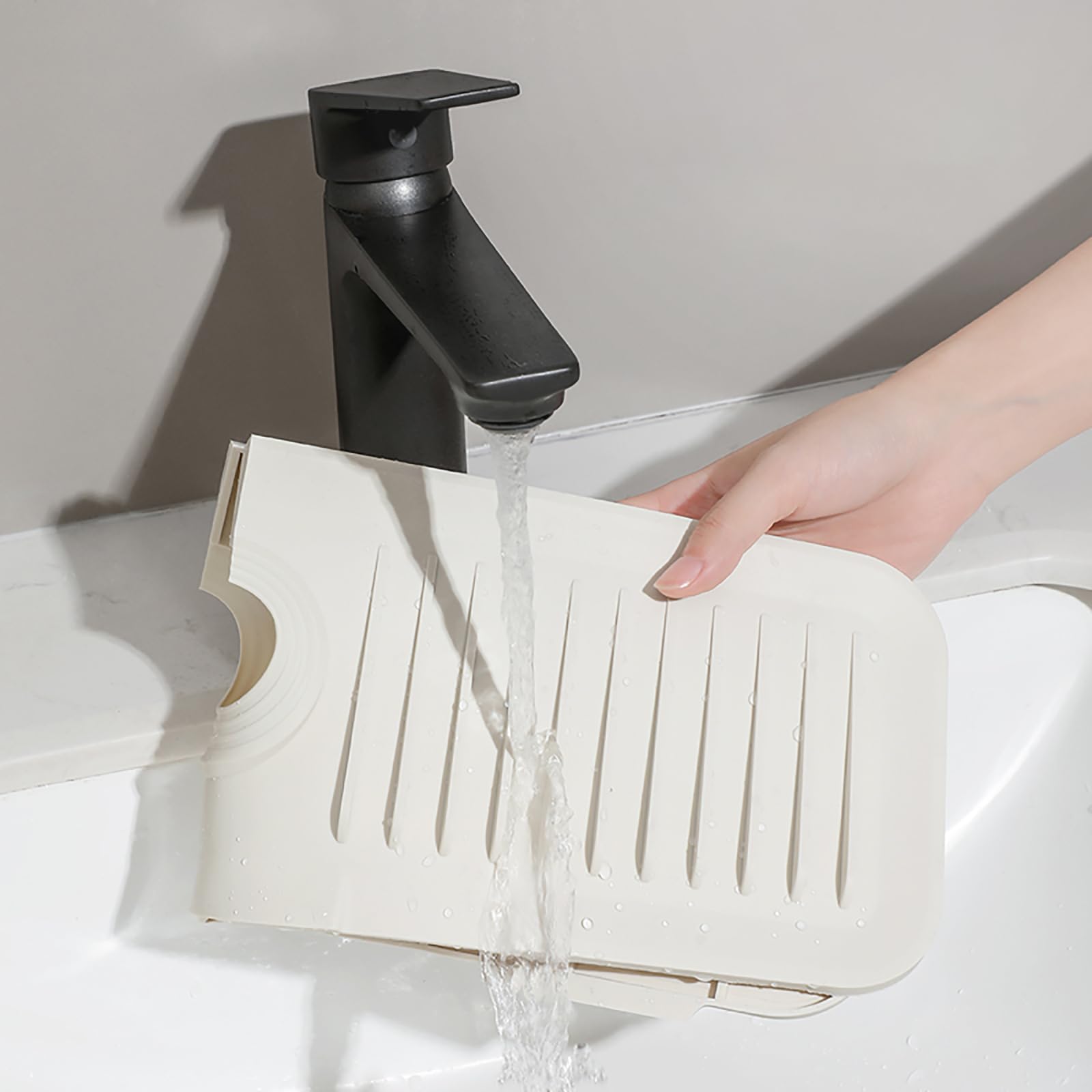 Tappetino in silicone per lavello in silicone, tappetino per lavello da cucina, paraspruzzi, tappetino per lavanderia, cucina (bianco 40 x 5,5 cm)