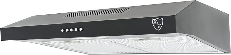 K&H Cooker Hood 60 cm Under-Unit Hood [Recirculation & Exhaust Air] - Extractor Hood with Metal Grease Filter - Cooker Hood with LED Lighting - Cooker Hood - UH01-60C-B - 175 m³/h - Energy Class A