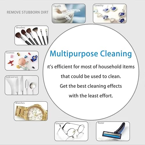 Miniatura 8 de Limpiador ultrasónico de gafas con tanque de acero inoxidable para anteojos, limpiador ultrasónico de gafas máquina de limpieza de joyas para