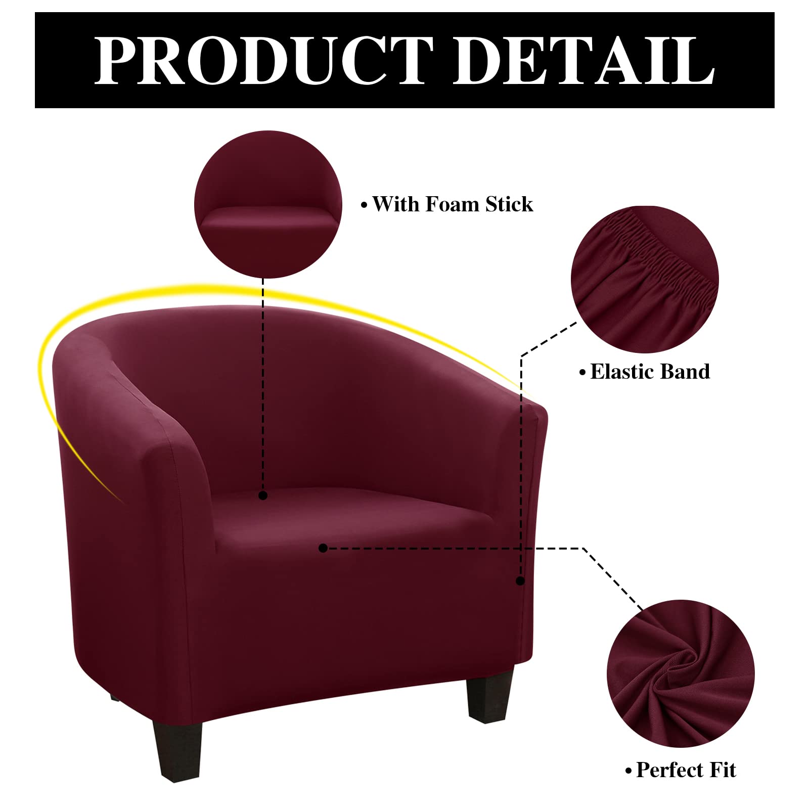 Copripoltrona Elasticizzato Jaotto 1 Posto - Bordeaux, Universale, Antiscivolo, Lavabile, Per Salotto