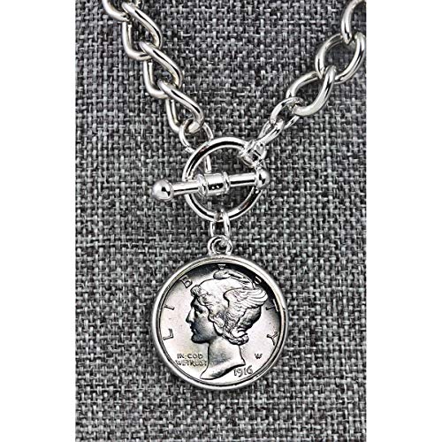 Silver Mercury Dime Silvertone Coin Toggle Bracelet4