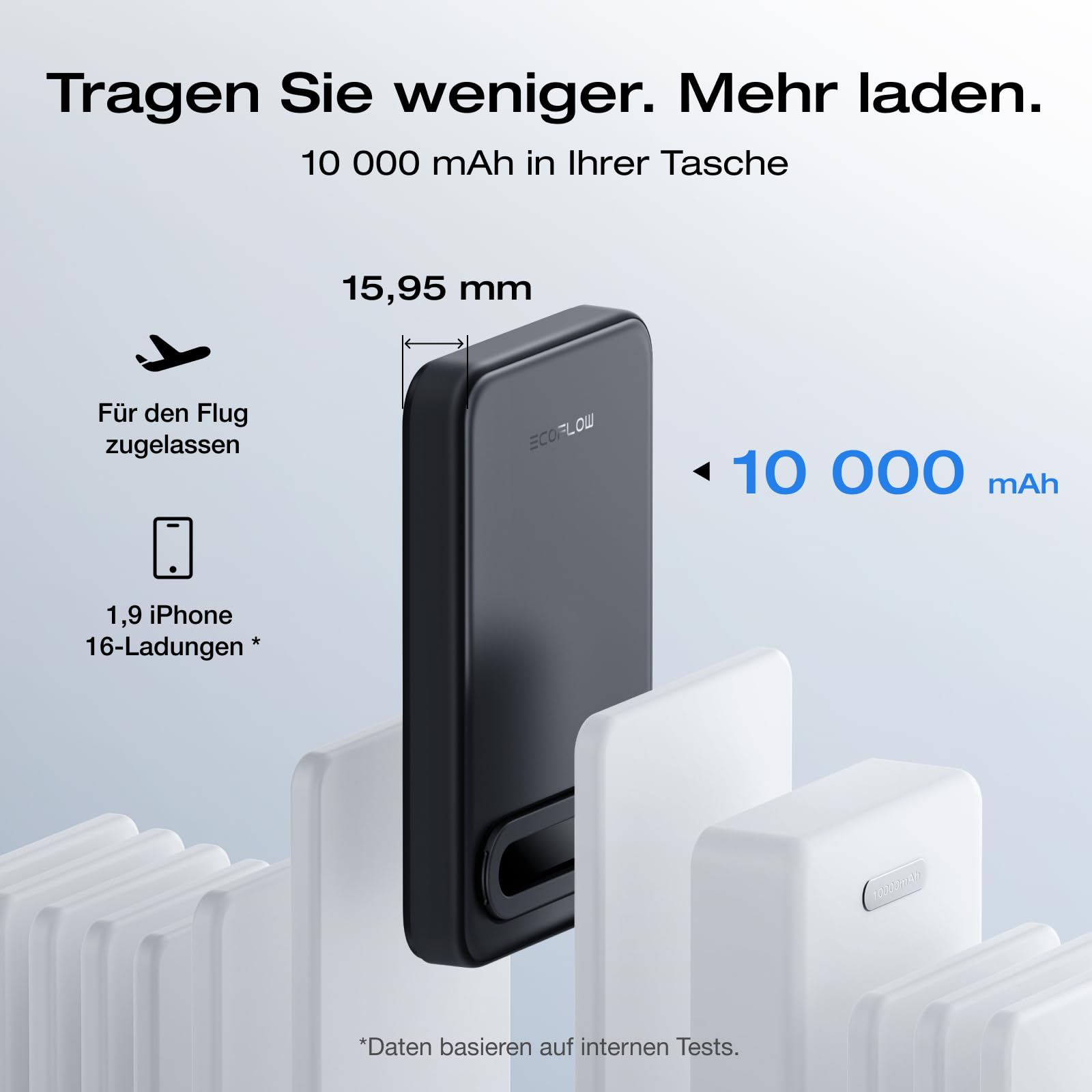 EcoFlow Qi2 Magnetic Powerbank 10000mAh 15W, Qi2-zertifiziert Wireless Power Bank 36W Kabelloses Magnetische Powerbank Tragbares Ladegerät für iPhone 17/16/15 Pro Max, Schwarz