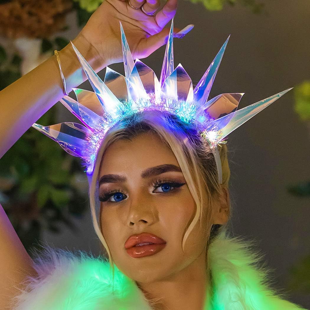NALACAL LED Light Up Headband, Tinsel Glowing Hair Hoop, Party Nightclub Rave Hair Accessories for Women and Girls, Flashing Headpiece Festival Dancing Party Cosplay Hair Accessories