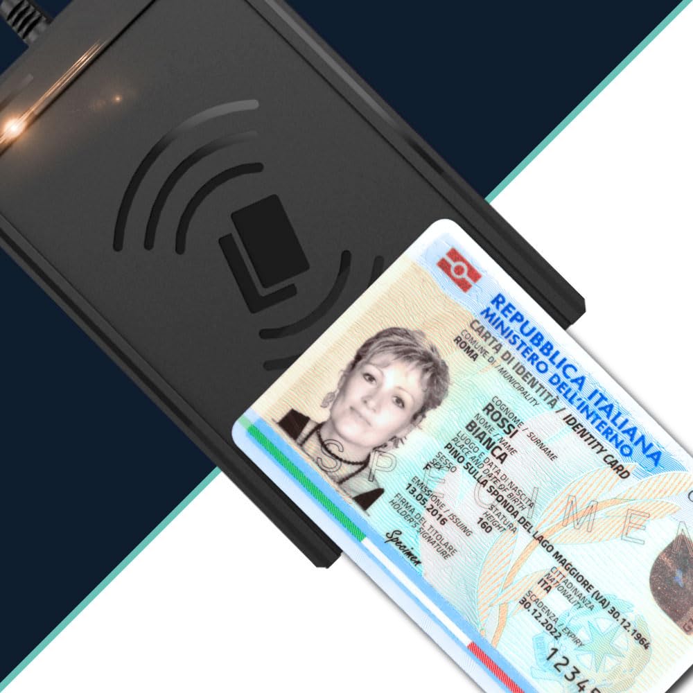 Bit4id Lettore CIE 3.0 per Carta d'Identità Elettronica, Sanitaria e Contactless - MiniLector CIE Con Connessione USB, Compatibile Con Windows, Mac, Linux