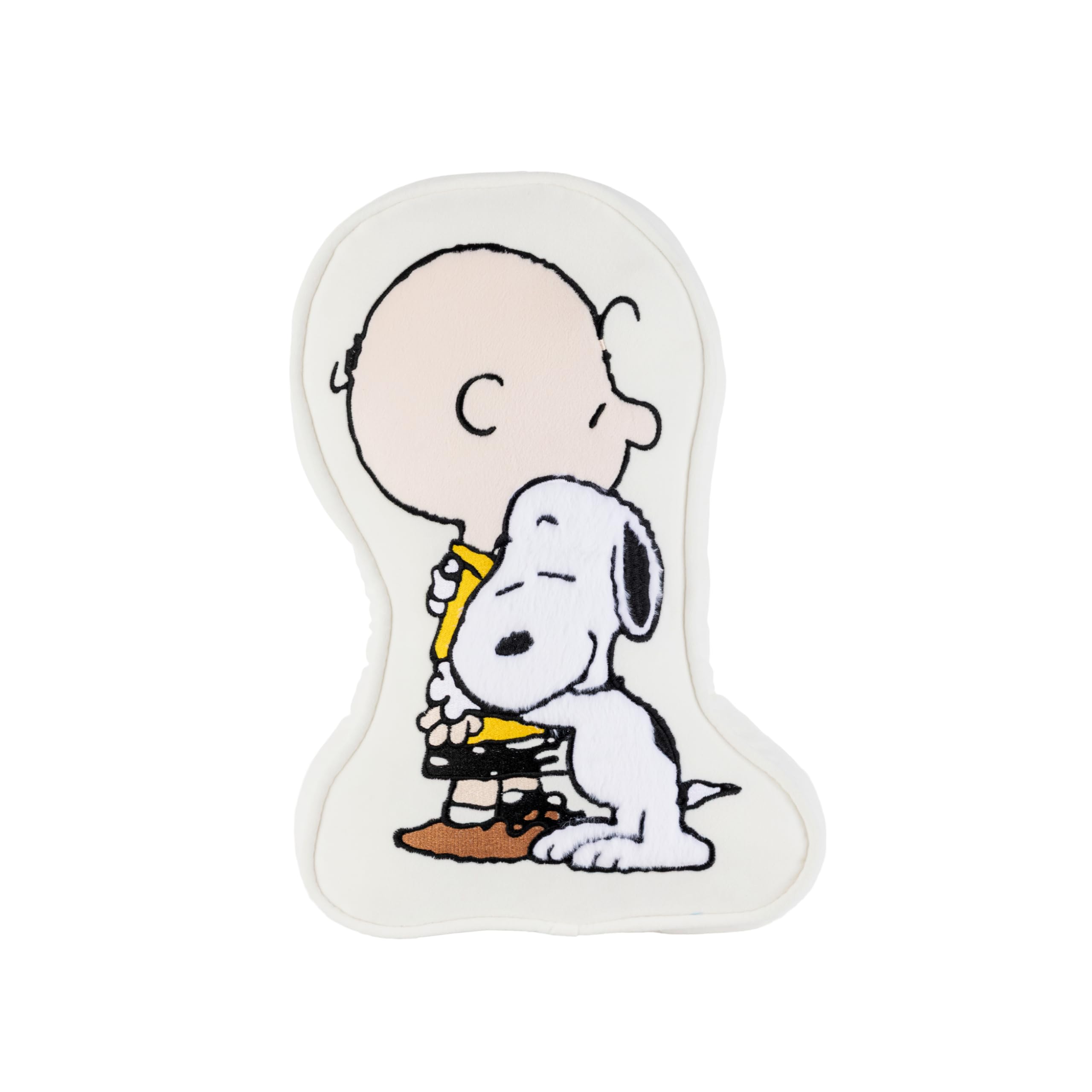 Berkshire Peanuts® Plush Throw Pillow, Gift Idea, Snoopy Cute Character Shaped Cushion, Soft Cozy Decor for Bed Couch Chair(75th Charlie Brown + Snoopy Hugs Pillow All Colorways, 15.5’’ L)