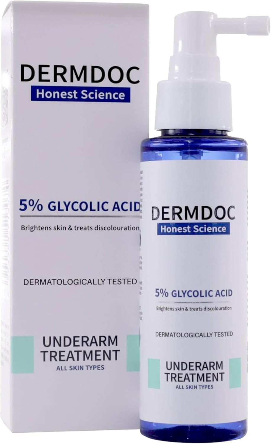 DERMDOC by Purplle 5% Glycolic Acid Underarm Brightening Spray Treatment (100 ml) | Exfoliating & Brightening | Multi-Purpose Spray for Hyperpigmentation.