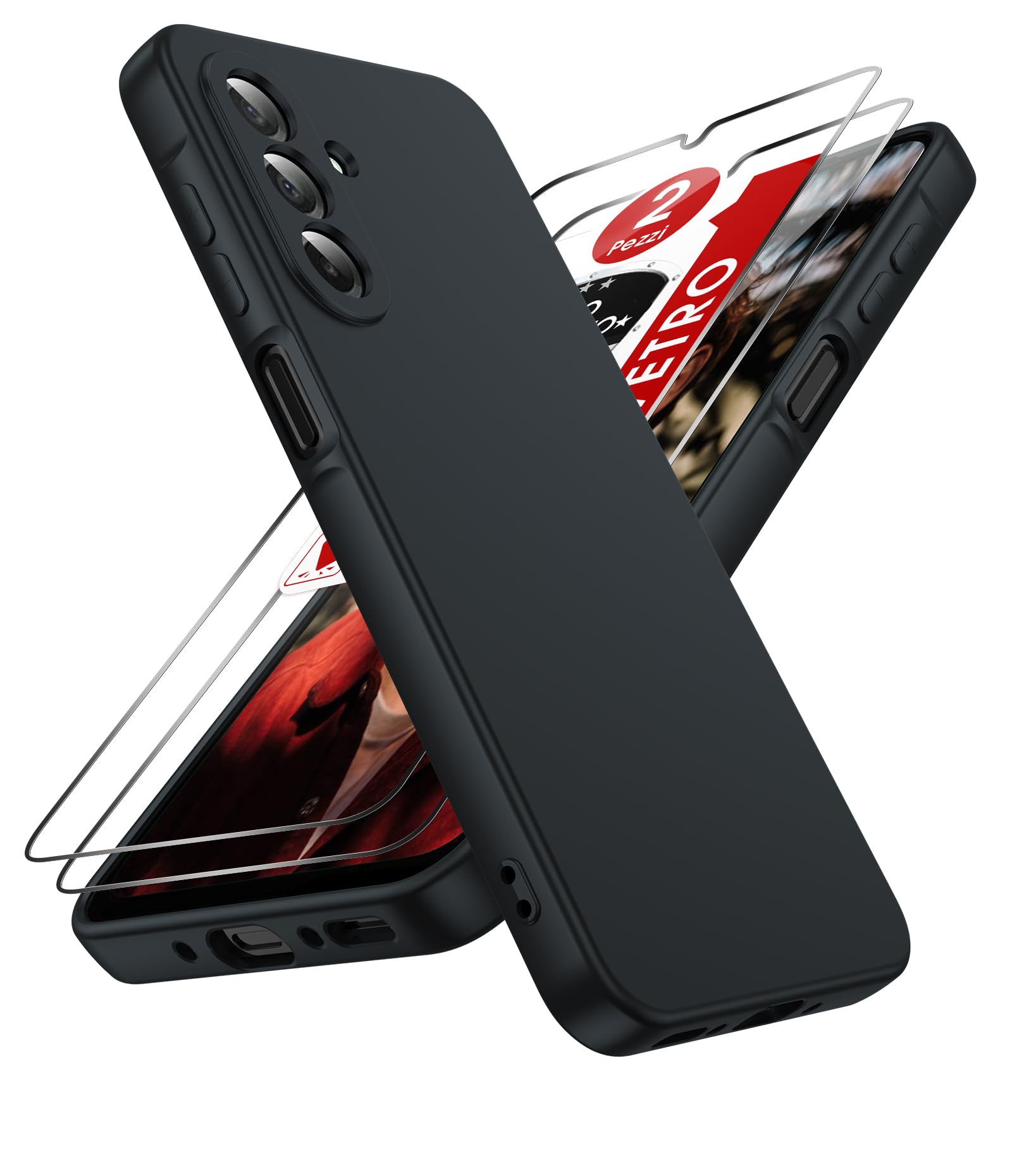 LeYi Cover per Samsung A26 5G con 2 Pezzi Vetro Temperato, Custodia Morbida Silicone Liquida TPU Protettivo Ultra Slim Antiurto, Case con Protezione Fotocamera per Samsung Galaxy A 26