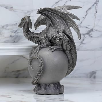 ICE Armor 6" H Black Luna Dragon Figurine Decorative Display Ornament Home Accent Collectible for Living Room Bedroom Office Use