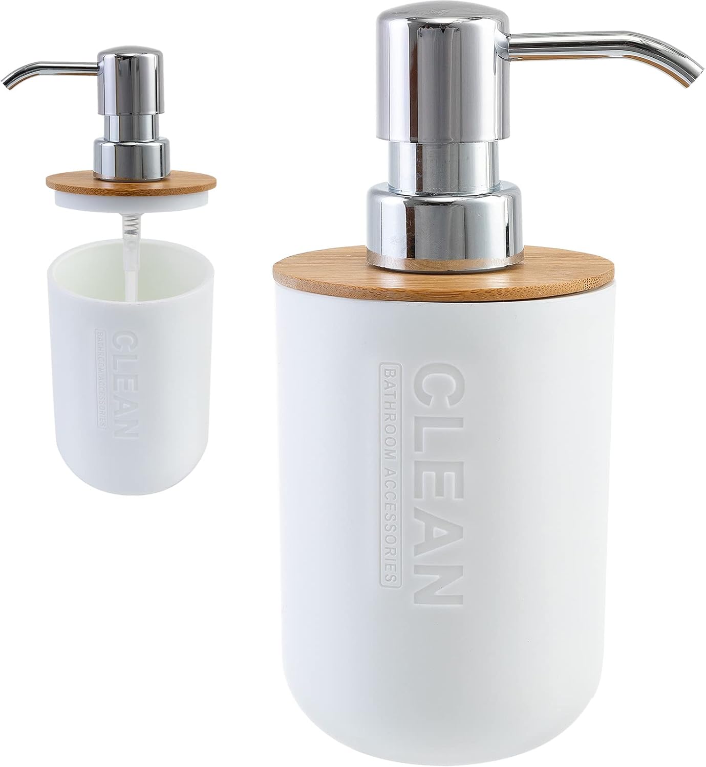 BIARTS Bamboo Soap Dispenser Bathroom Countertop Soap Dispensers Eco