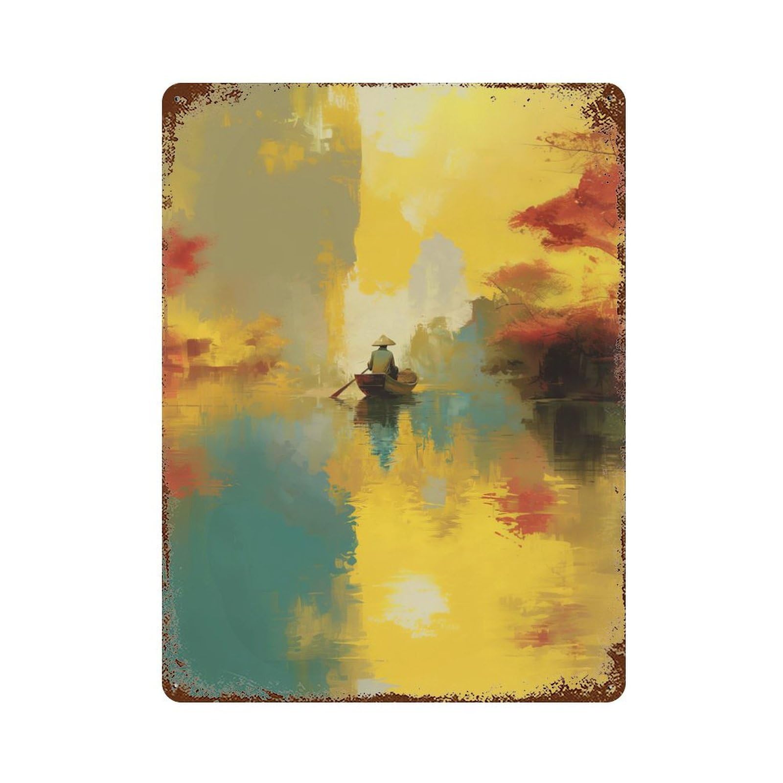 Vietnamese Sunrise Vintage Rust Metal Sign 15.7"x11.8", for Basement, Hobby Room And Garage Decor, Farmhouse Wall Decor
