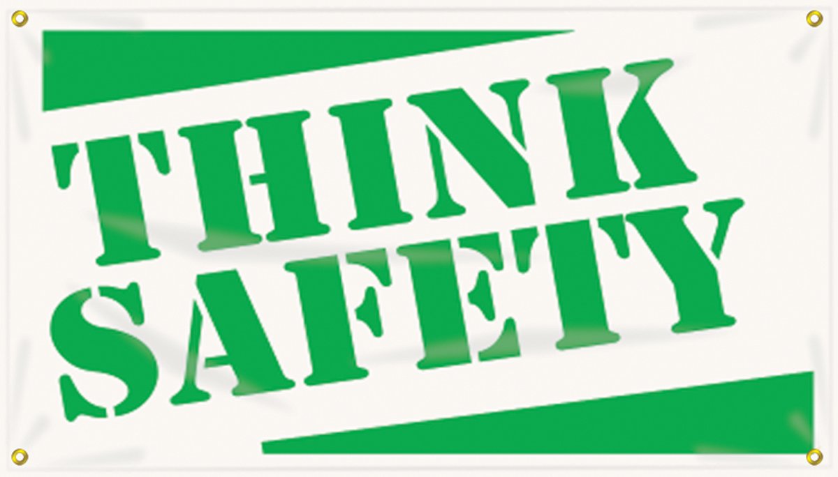 Bannière de motivation Think Safety Accuform MBR412 en vinyle avec œillets 71x120 cm