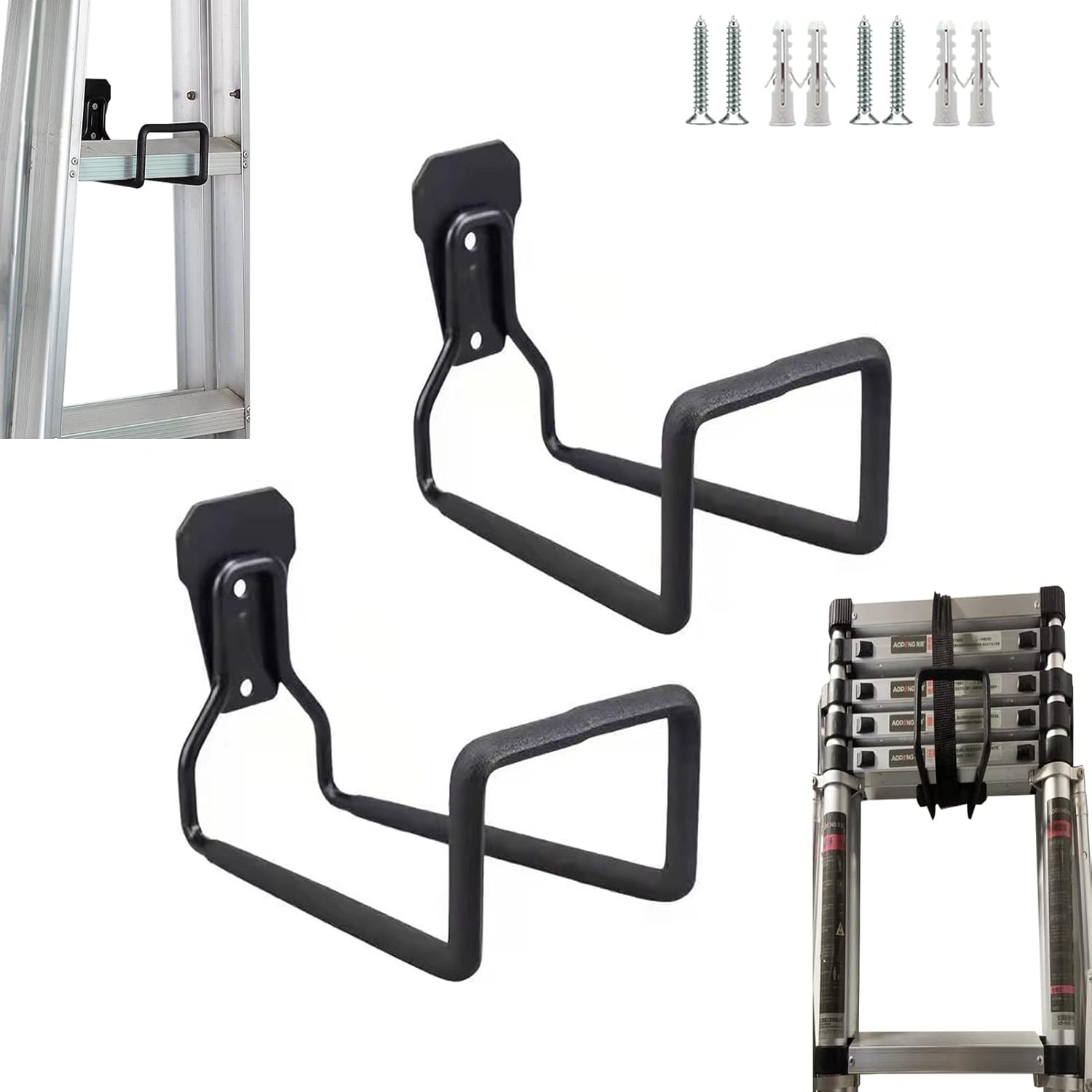 2Pcs Step Stool Hanger Wall Mount, Folding Step Stool Wall