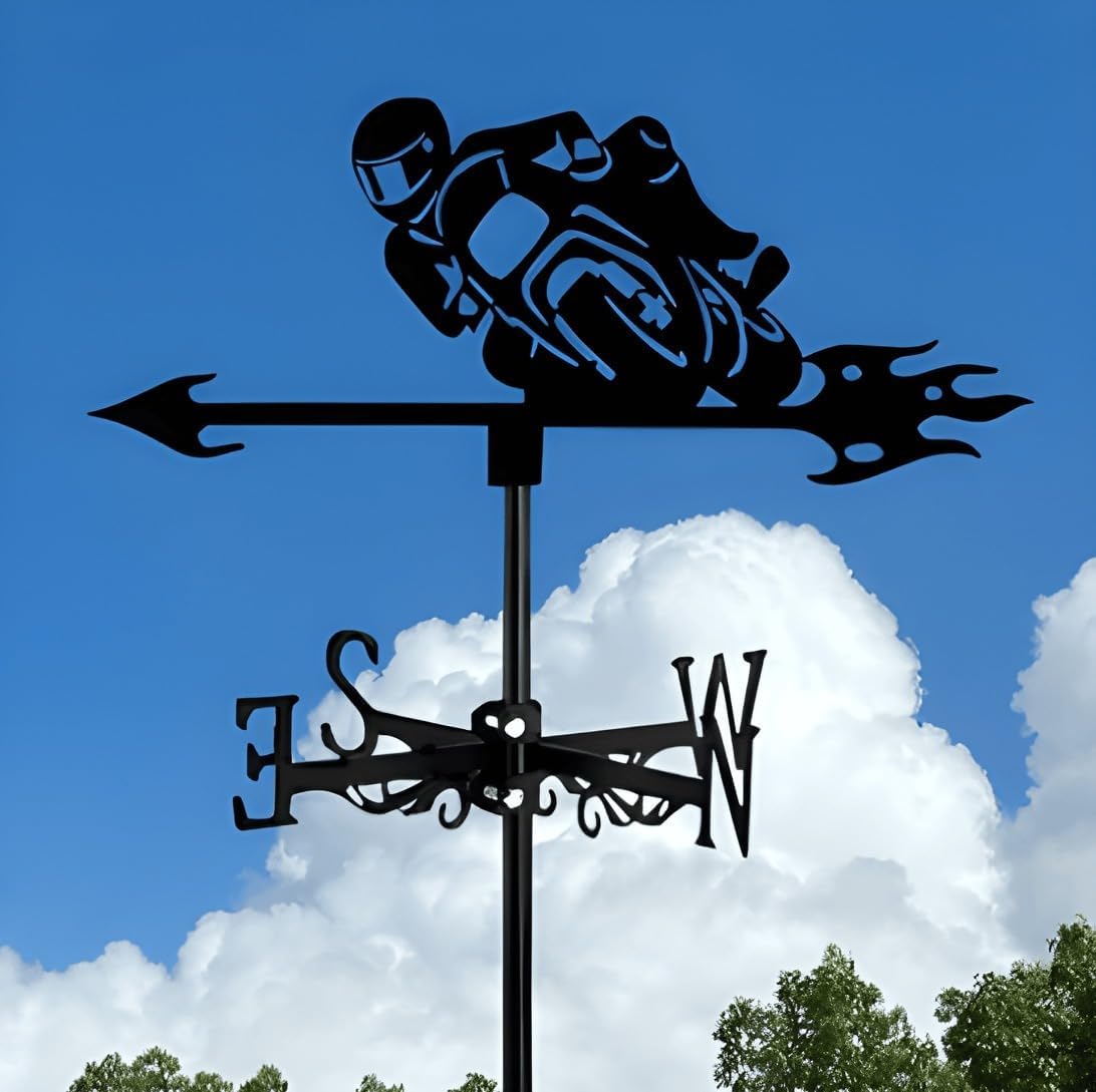 Metal Animal Weather Vane Iron Witch and Dragon 2-in-1.Outdoor Roof Garden DecorationBasset Hound Weather Vane,Home Crafts (Witch and Fly Dragon)