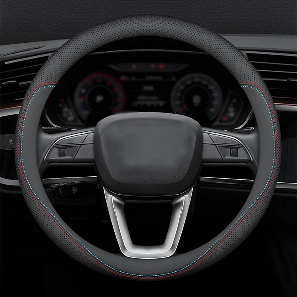 QWEERASS Car Steering Wheel Cover, for Kia Sorento MQ4 2020-2023 Steering Wheel Protection Anti-slip Breathable 37-38cm/14.5-15 inch,A-O
