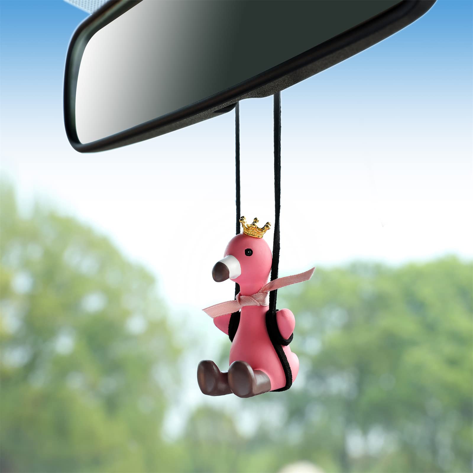 Pendentif flamant rose à suspendre pour rétroviseur de voiture, s'asseoir, fermer les rétroviseurs intérieurs de voiture, décoration murale de fenêtre, décoration d'intérieur