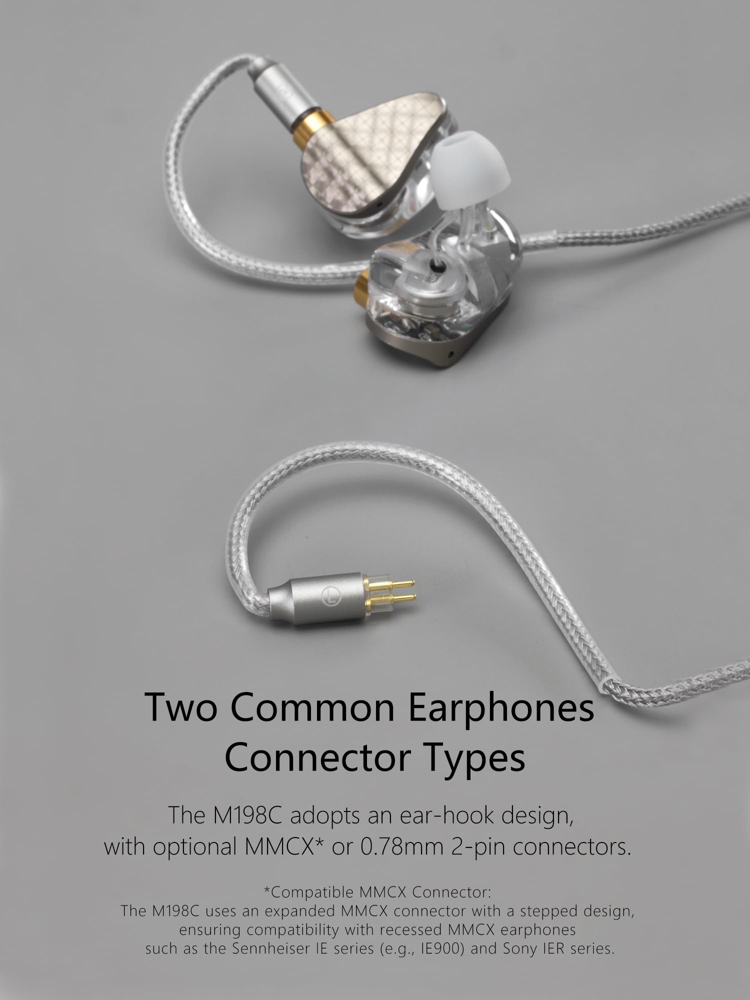 DD ddHiFi M198C USB-C-Schnittstellen-Dekodierungs-Kopfhörerkabel, Nylonummantelter HiFi-Sound mit 0,78 2-poligem Anschluss und Hochleistungsdekodierung, unterstützt Mikrofon-Anrufe, kompatibel mit
