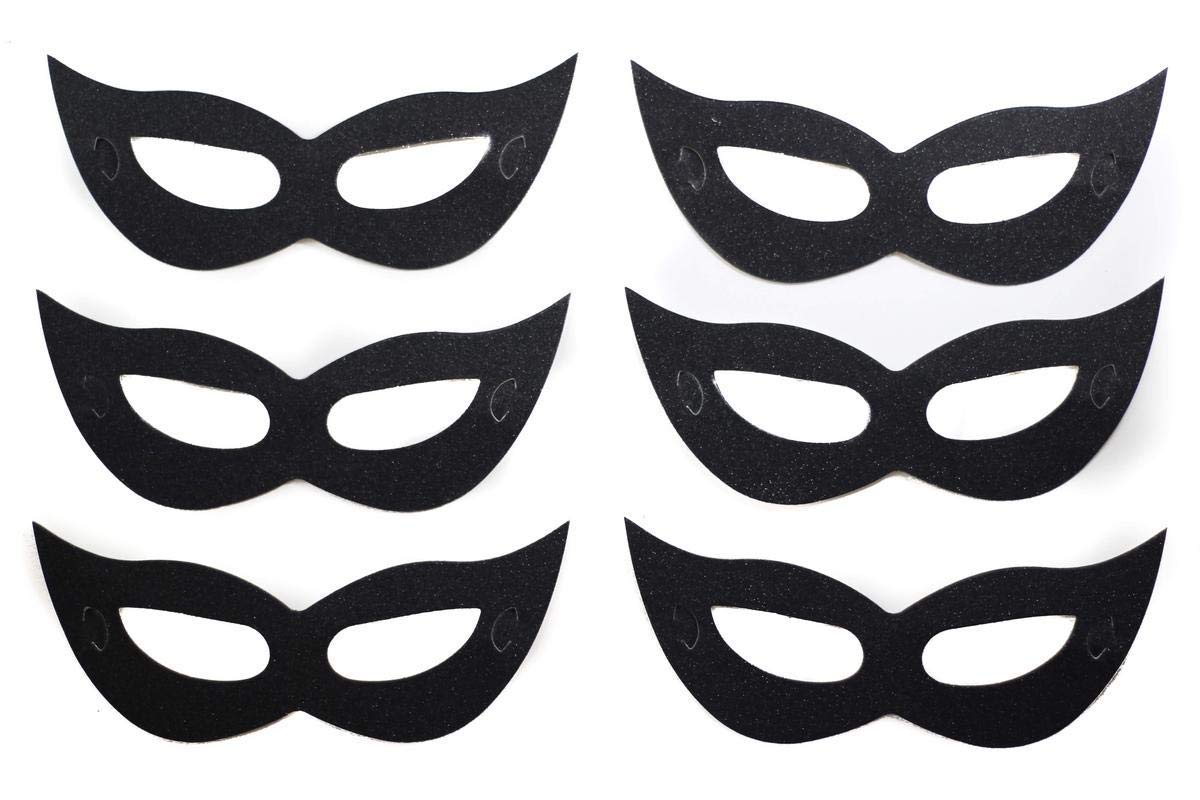 WP WANNA PARTYMardi Gras Masquerade Mask|Black Paper Eye Masks Set for Carnival Prom Venetian Masks| Pack of 6