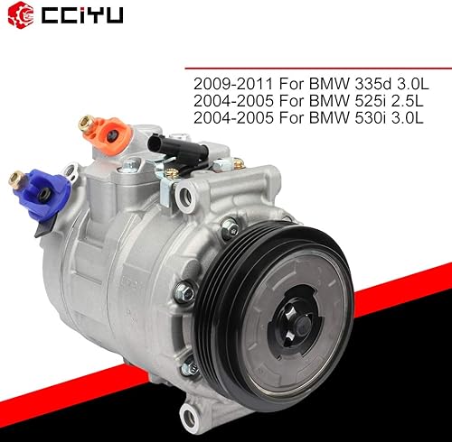 Miniatura 5 de cciyu Compresor de aire acondicionado apto para B-MW 335d 525i 530i 2.5L 3.0L 2004-2011 reemplaza CO 11026JC AC compresor para coche