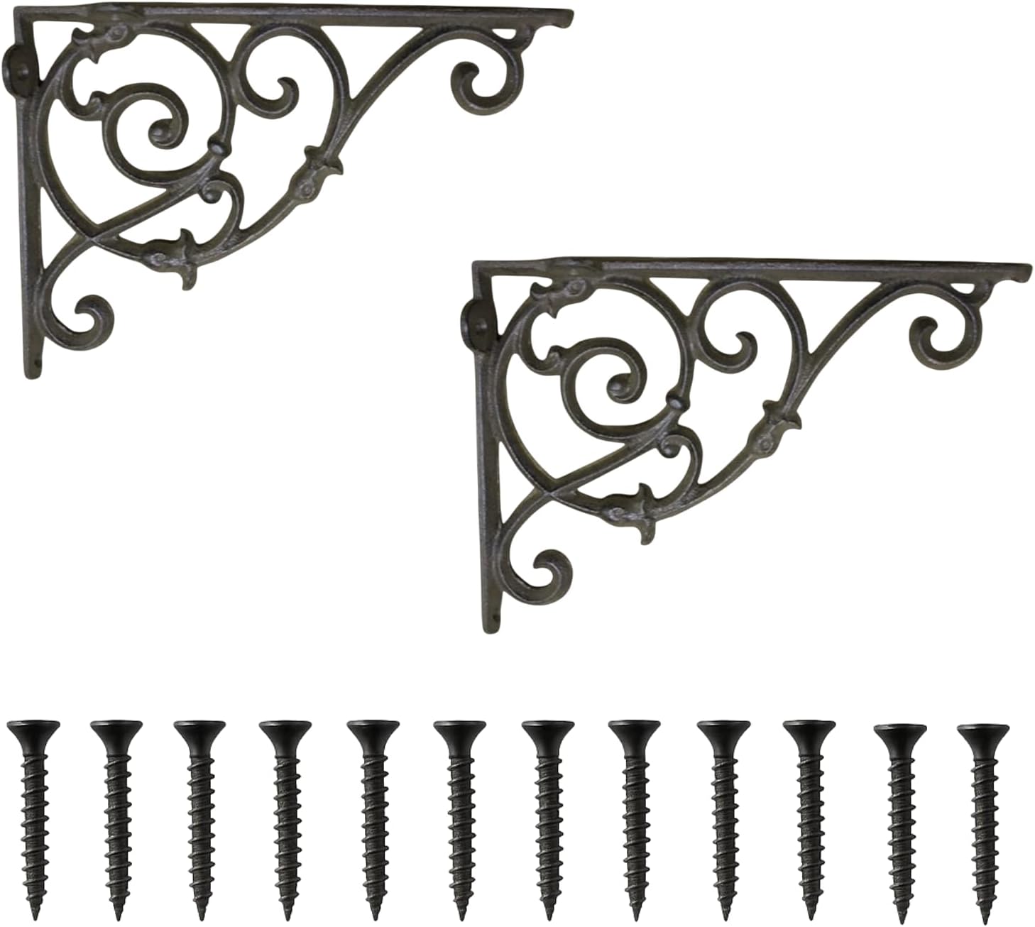 Aesthetic Wall Plant Hanger -Iron & Blossom 2-Pack Cast Iron Plant Hangers Indoor and Outdoor, Anti Rust Plant Hooks for Hanging Bird Feeder, Wind Chime, Lantern 9.4 Inch Decorative Shelf Brackets