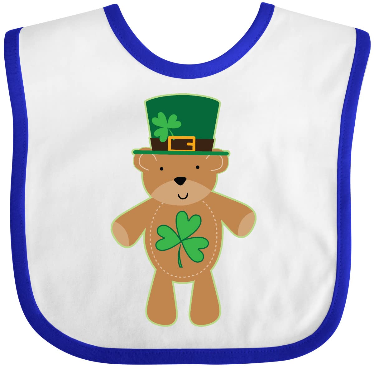 inktastic St Patricks Day Irish Teddy Bear Shamrock Baby Bib White and Royal 288f6