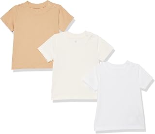Amazon Essentials Unisex Babies' Organic Cotton Short Sleeve T-Shirt (Previously Amazon Aware), Pack of 3, Neutral, 0-3 Months