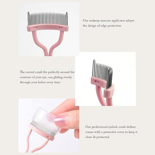 Miniatura 5 de Juego de rizador de pestañas y peine de pestañas con 2 almohadillas de repuesto (rosa)
