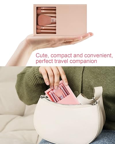 Miniatura 5 de Juego de brochas de maquillaje de tamaño de viaje, esenciales de viaje para mujeres, kit de brochas de maquillaje portátiles, juego de pinceles