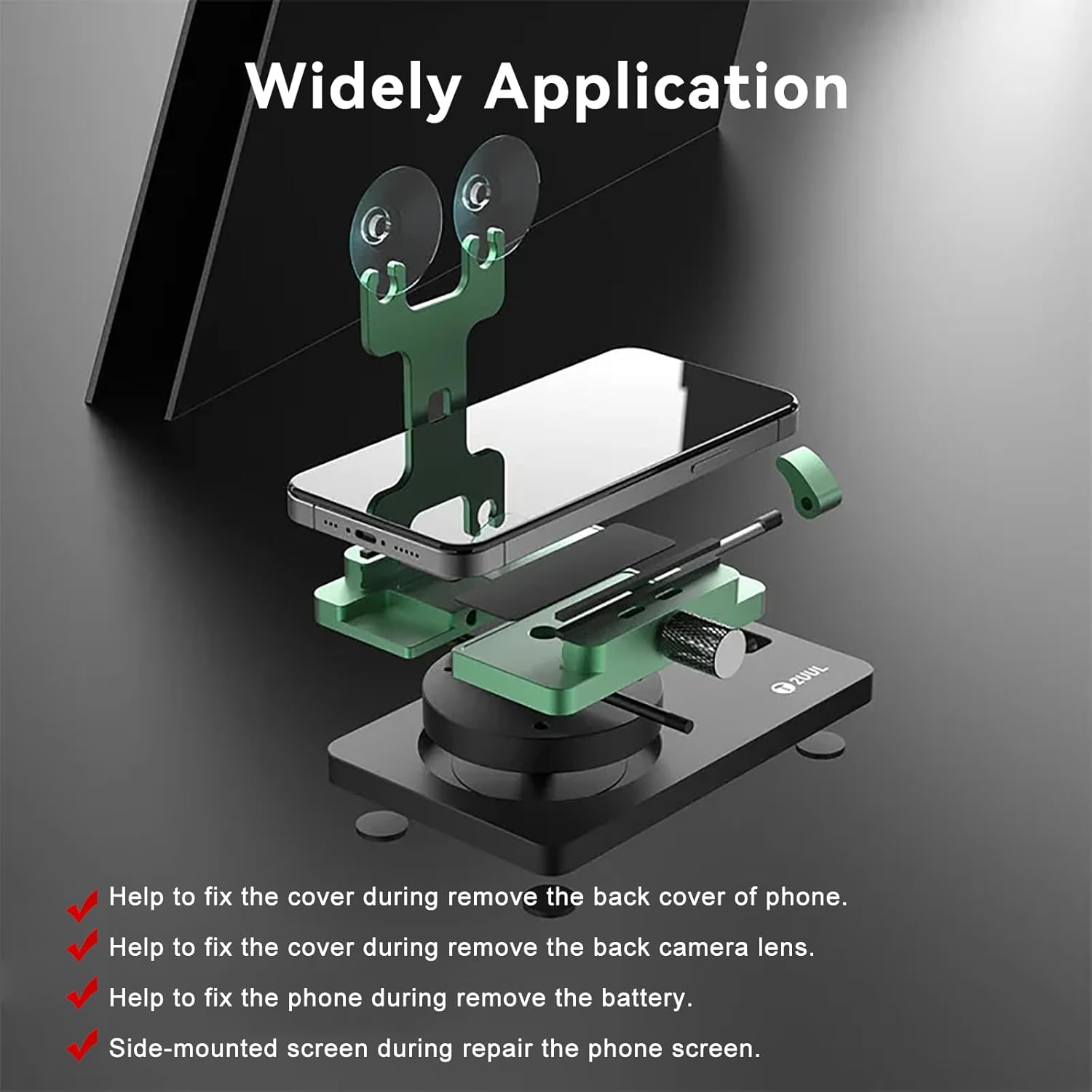 DIYPHONE Multi-Function Rotatable Screen Fixture Stand Fixing Clamp Universal 360° Rotary Phone Screen Removal Fixture with Side Hanging Holder for Cellphone LCD Screen Back Cover Opening Repair Tool