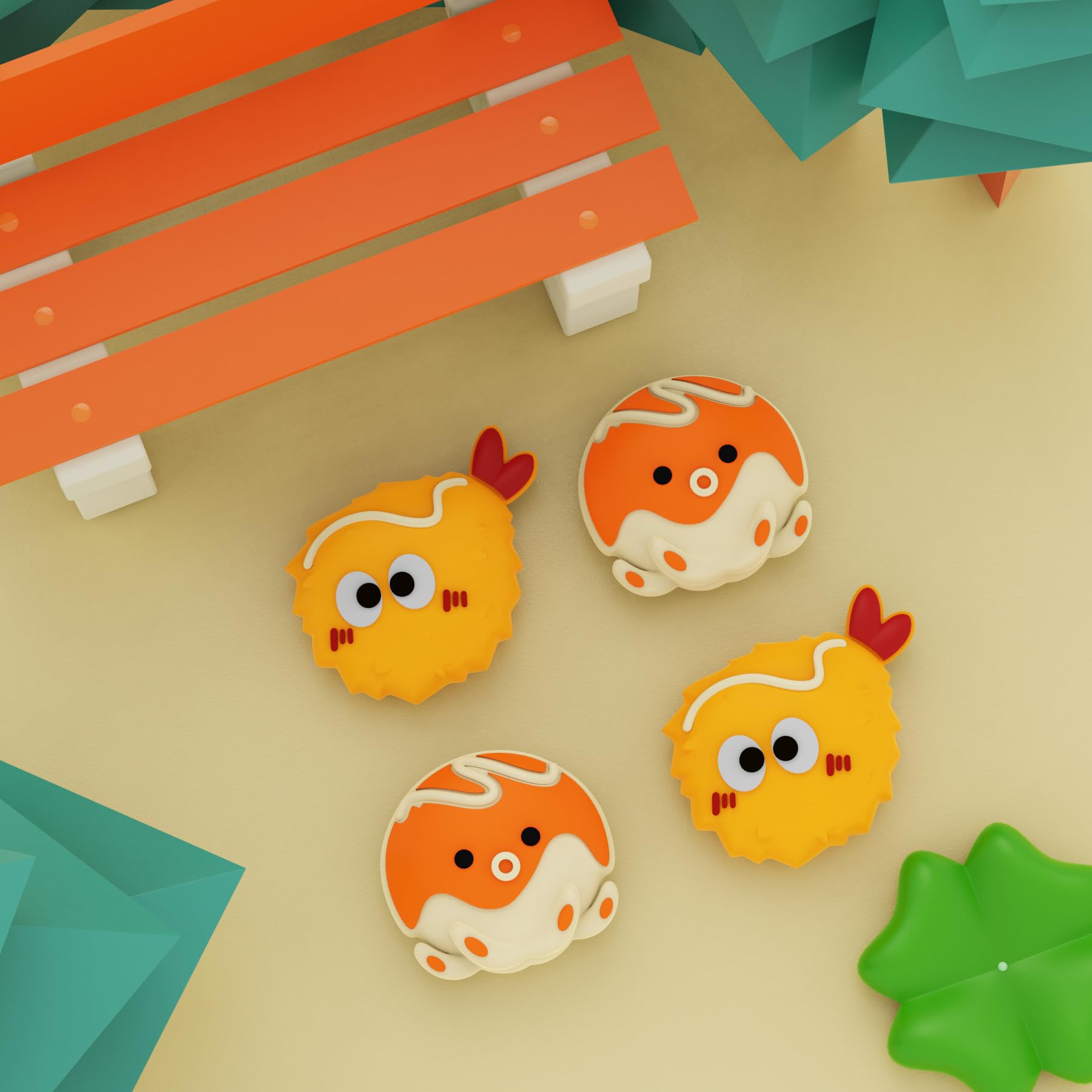 PlayVital Agarres para Pulgar para Nintendo Switch Joycon, Tapas de Joystick de Silicona, Thumb Grips para Switch/OLED/Lite, Protectores de Thumbstick (Tempura & Takoyaki) - 3