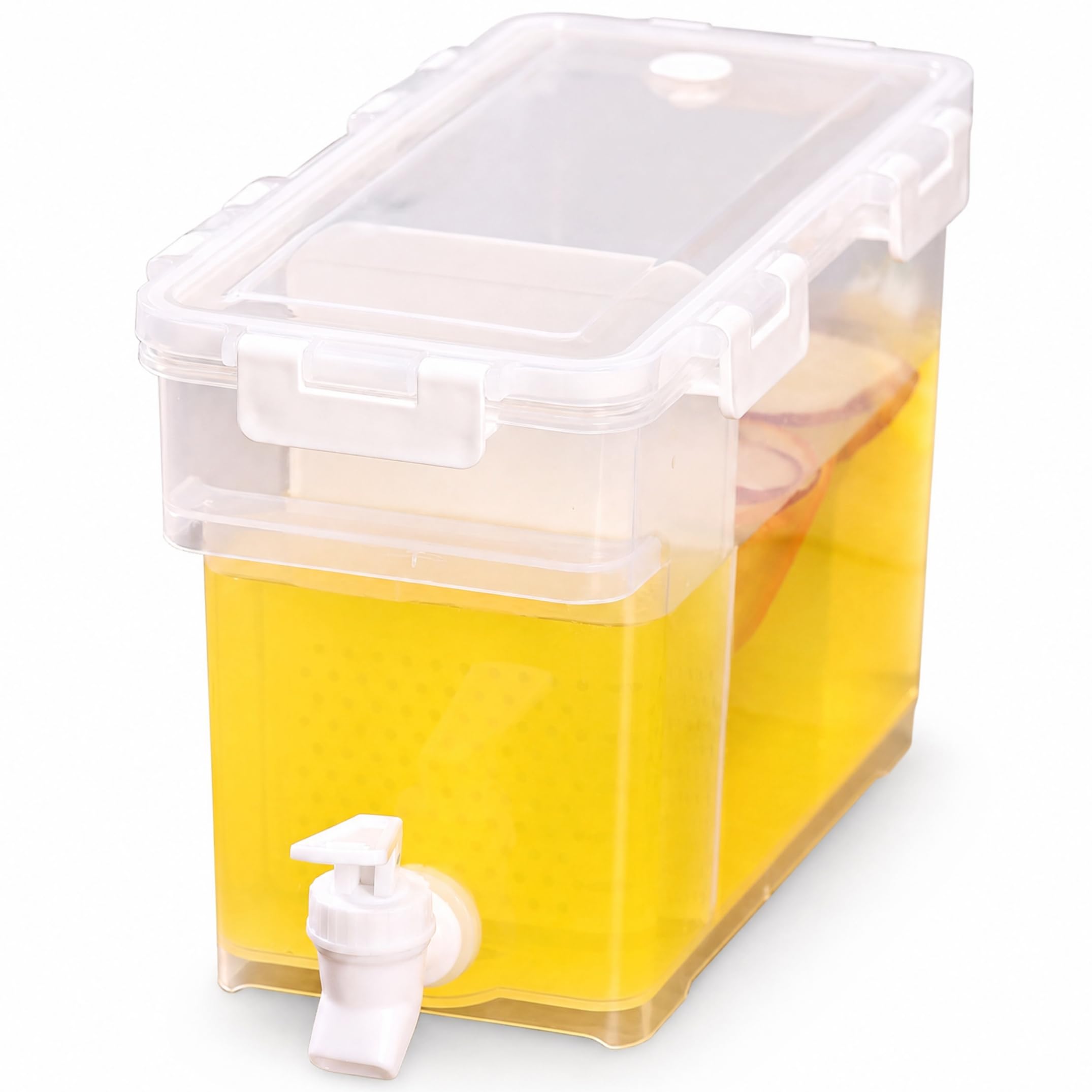 Fridge Water Dispenser, 3.5L Drink Dispenser for Fridge Food-Grade Plastic Container with Spigot for Home & Office, White.
