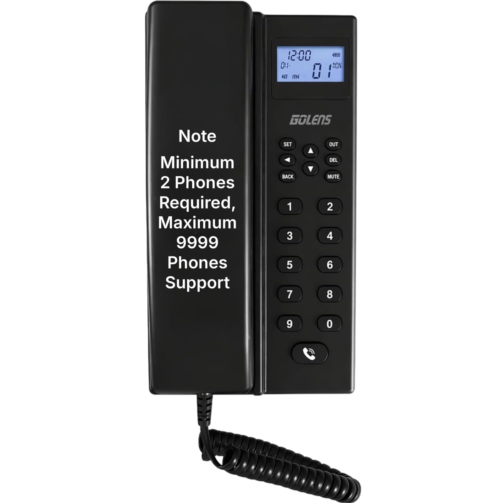 Golens-Intercom Wireless System for Home, Office & Hotel (Minimum 2 Units Required) | 300m Long Range, 433MHz, Hands-Free Calling, LCD Display, Multi-User Conference-image-48