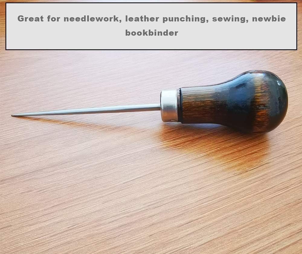 ZLKSKER (Pack of 2) Wooden Handle Scratch Awl for Leather Punch Hole or DIY Handmade (Gourd Awl) (2)