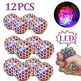 ZGWJ 12 Pack Anti-Stress Ball LED Mesh Squeeze Ball Toys Home and Office Use Stress Relief Toys Hand...