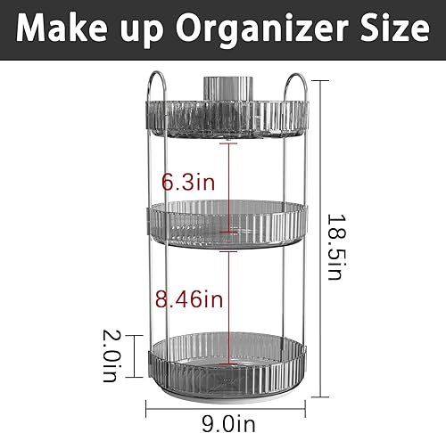 Miniatura 4 de Organizador de maquillaje giratorio para tocador, cuidado de la piel de alta capacidad, organizador de perfumes, organizador de cosméticos para