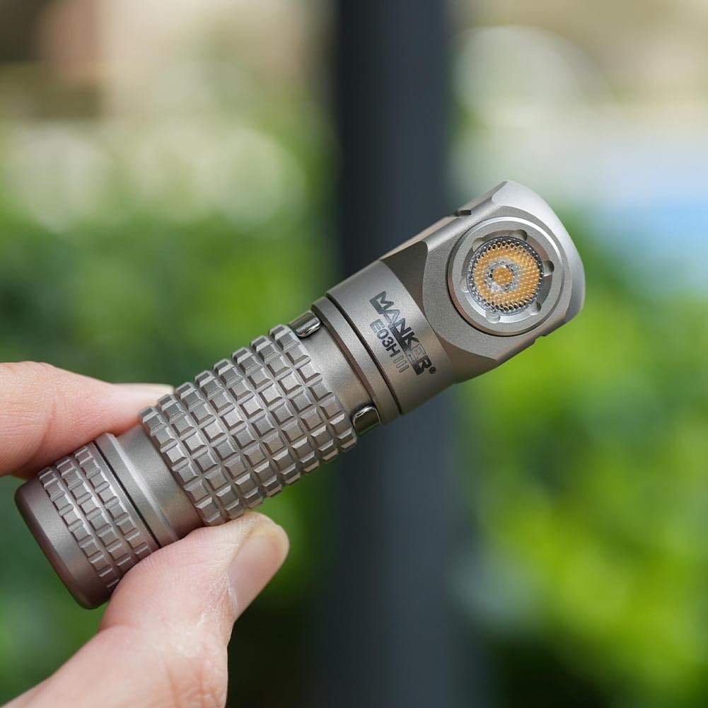 【マンカーライトE03H Ⅲ ビーズブラストチタン】Mankerlight 新品 Manker E03H III Titanium Alloy 1200 Lumens, 6500K Cool White LED