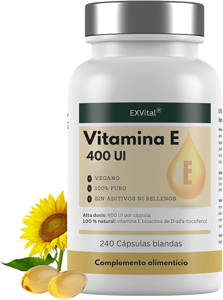 EXVital Vitamina E 400UI Cápsulas Veganas Antioxidante
