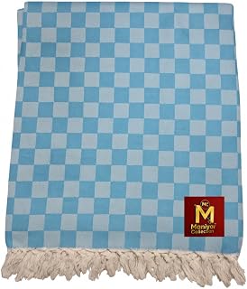 MANIYAR COLLECTION The Handloom Story Bhagalpuri Organic Cotton 3D Checked Chadar – Silky Soft Summer Firozi Top Sheet, Bl... Price In India