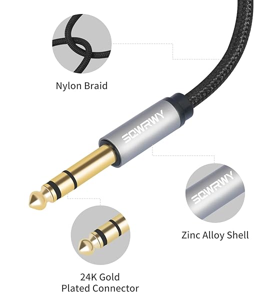 Cable adaptador de 6.35mm a 3.5mm hembra, 1 pie, 2 unidades miniatura 4