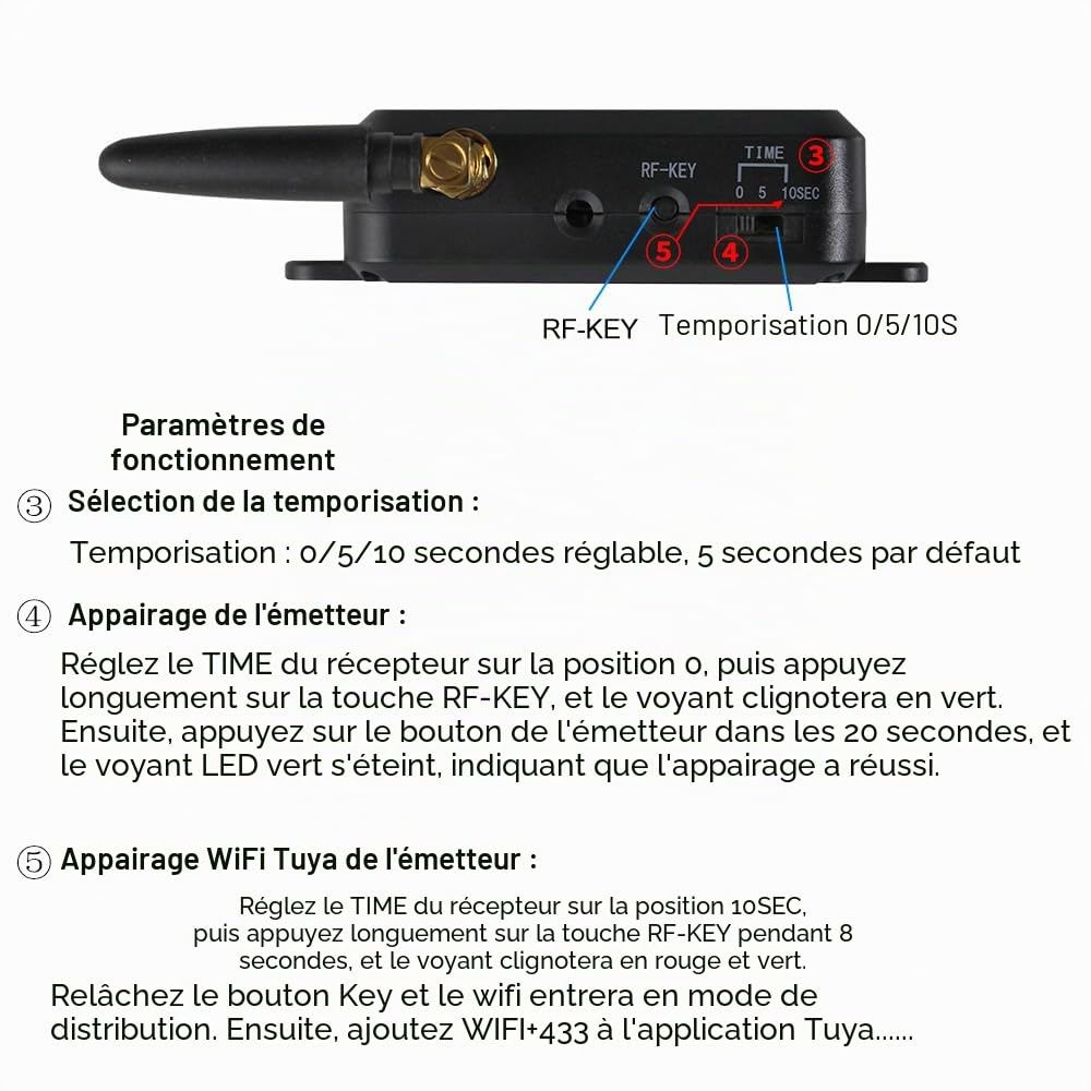 Tuya Kit de contrôle d'accès WiFi pour la maison, ouvre-porte sans fil 433 MHz, libération à distance de l'application pour smartphone, verrouillage plug-in Mingdian (petite serrure)