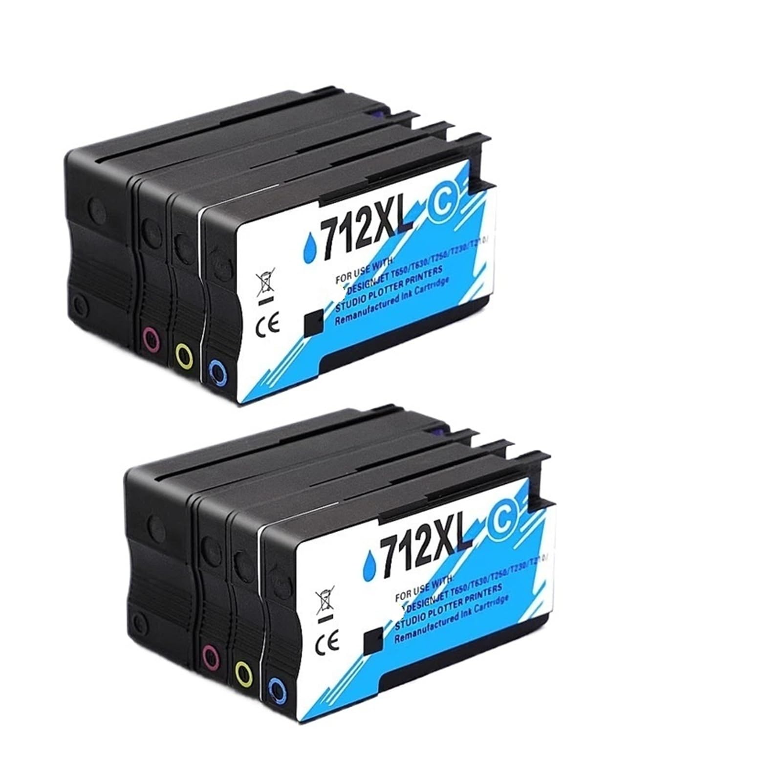 Cartuccia d'inchiostro 712XL, compatibile for HP | Stampante T210 T230 T250 T650 T630, 3ED71A 3ED67A(2set)