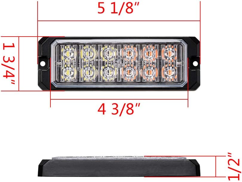 AstraDepot 4pcs Ultra Slim 12-LED Strobe Light Bar IP68 + 4X (2X White + 2X Amber) 4-LED Flashing Lamps with Control Box Kit Car Truck 12V-24V
