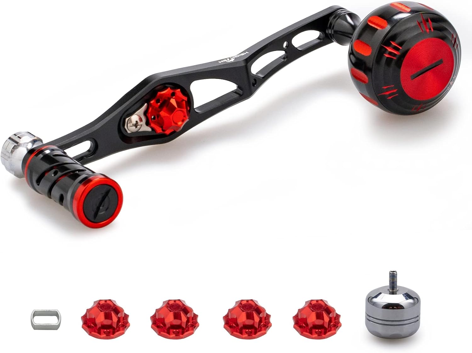 70/45mm Fishing Reel Handle for Shimano Daiwa Abu Garcia Penn Kaking Lew's Baitcasting Reel Power Handle Crank Accessory (Black & Red) (0130)