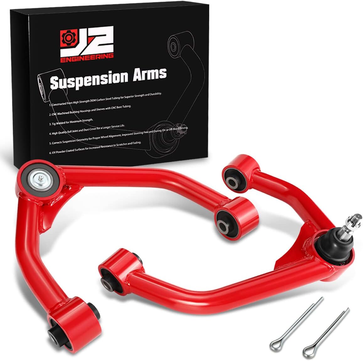 J2 Engineering J2-FUCA-CCA15-RB Front Upper Control Arms with Ball Joint Compatible with 2015-2022 Colorado Canyon, Red