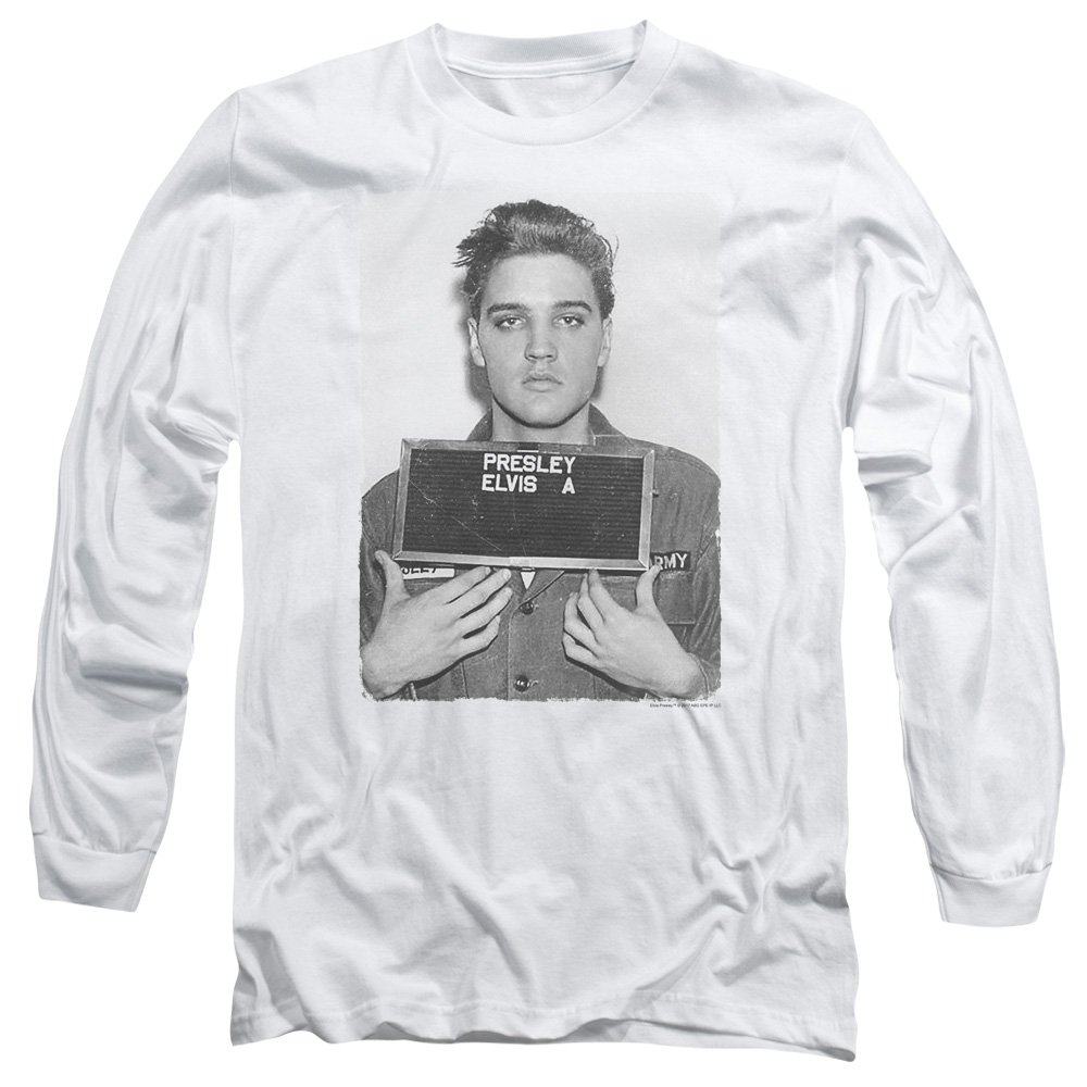 Elvis Presley Army Mug Shot Unisex Adult Long-Sleeve T Shirt for Men and Women