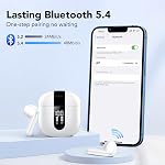 Ecouteurs sans fil, Bluetooth 5.4 Casques, HiFi Stéréo avec 4 ENC Annulation du bruit dans les écouteurs Bluetooth, 50H La lecture, LED Affichage, contrôle de la touche, IPX7 Buds d'oreille imperméables, blanc