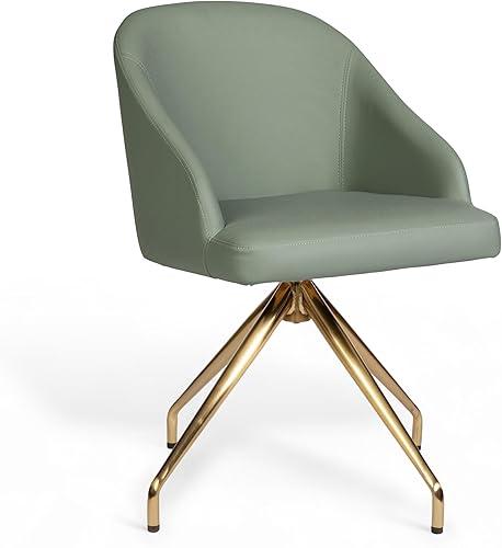 Miniatura 16 de Martha Stewart Silla giratoria fija Sora con brazos inclinados para oficina en casa en blanco bouclé con marco de bronce cepillado al óleo Boucle