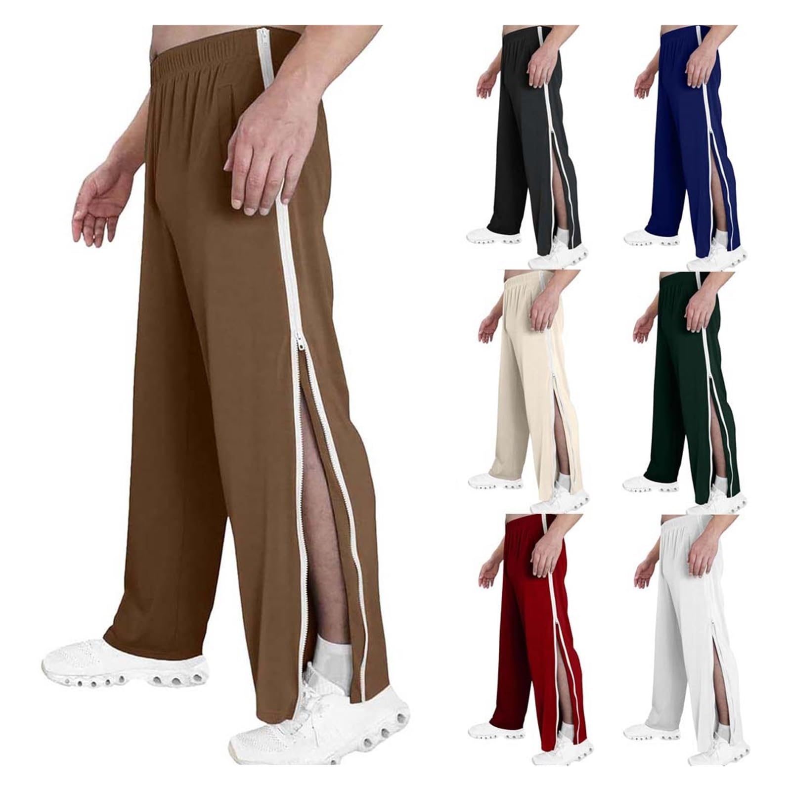 Pantalon de jogging de loisirs homme avec fermeture éclair pour rééducation